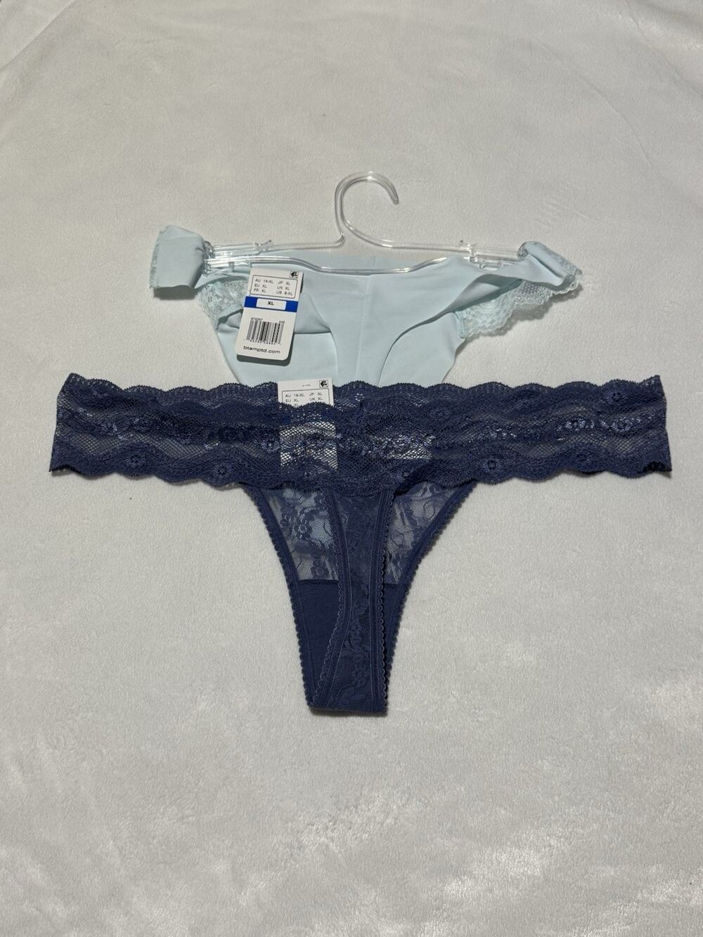 Wacoal Panties Thong Underwear Lot of 2 Lace Blue Navy Size XL New With Tag